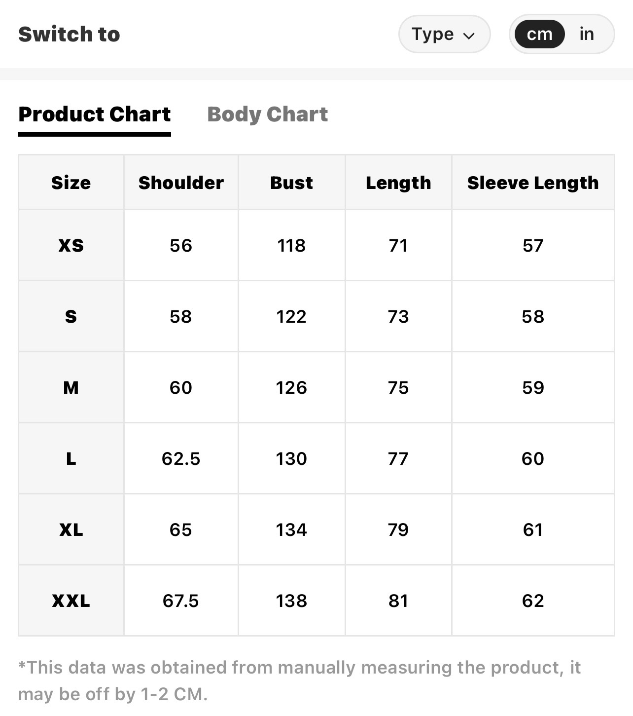 Size Chart